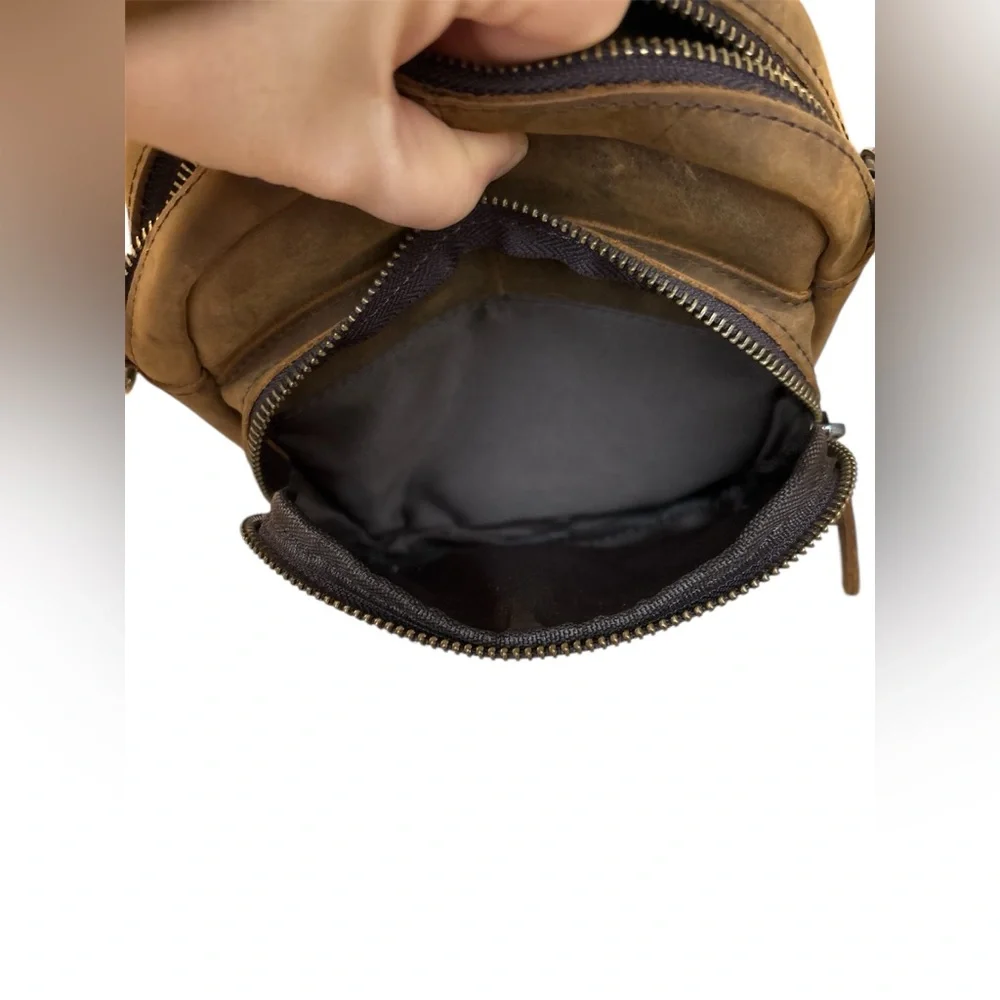 Genuine distressed Leather satchel Crossbody Adjustable Waist Pack